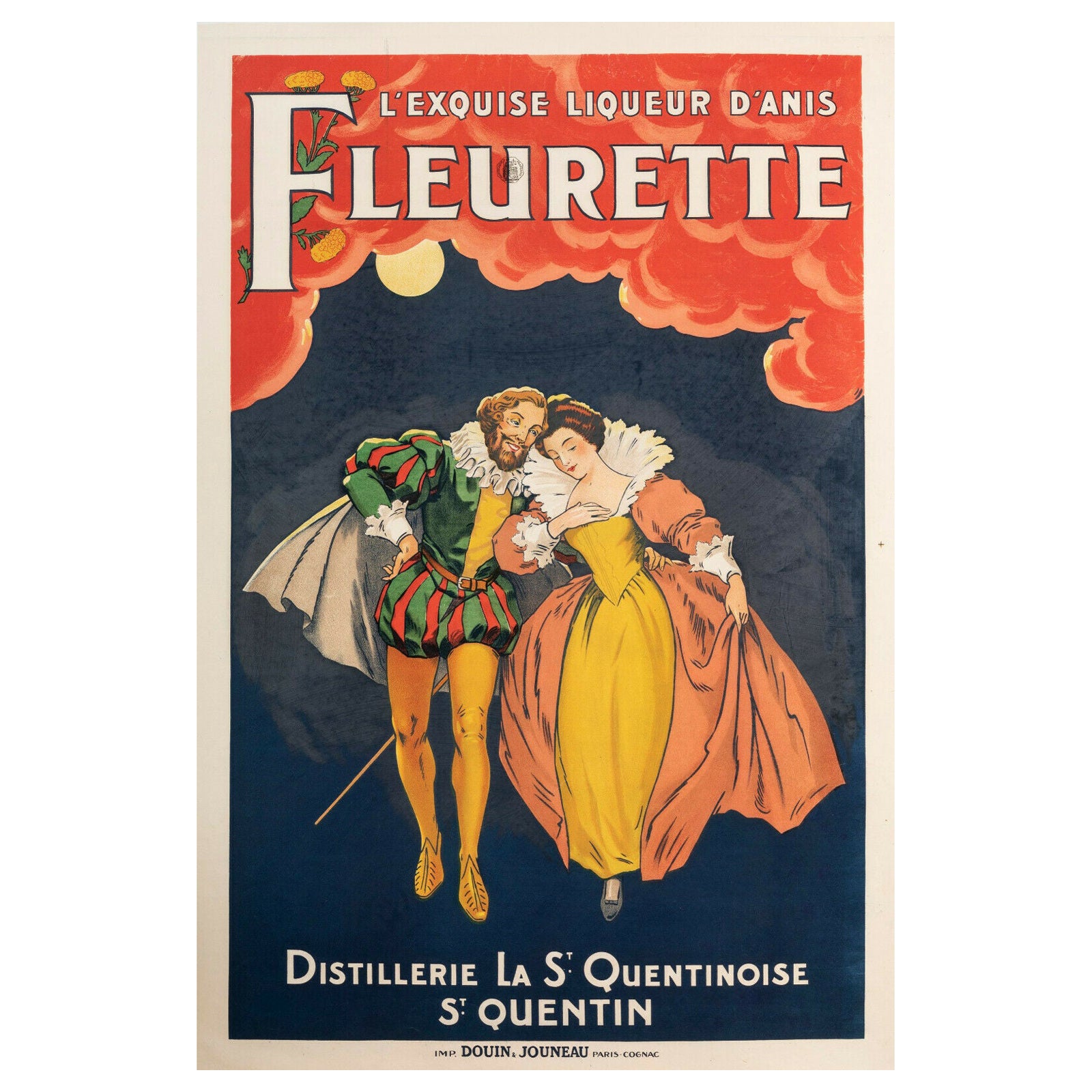Affiche vintage d'origine - The Exquisite Anise Fleurette Liqueur, 1925