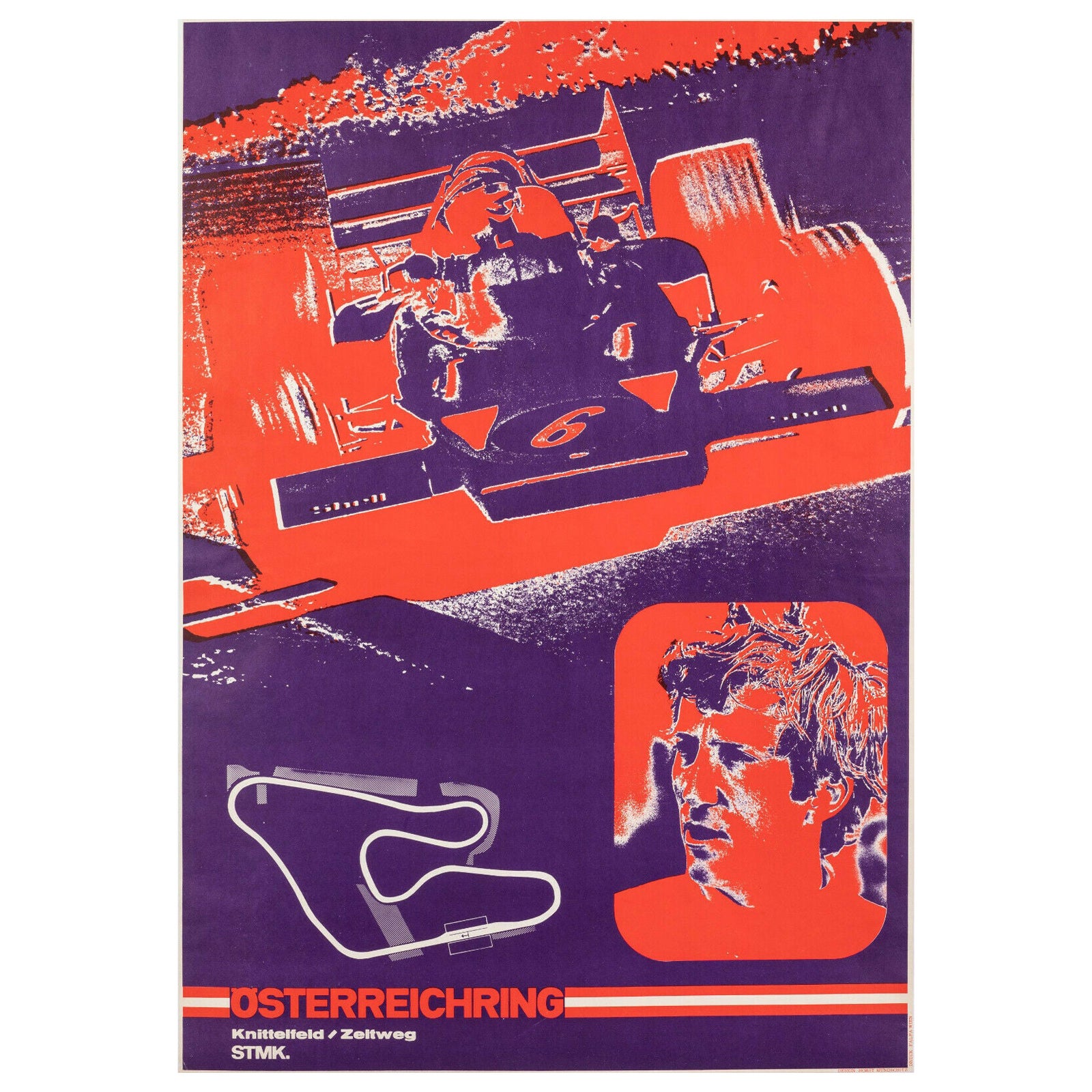 Original Vintage Poster-Österreichring-F1-Circuit-Car Circuit, c.1987 For Sale