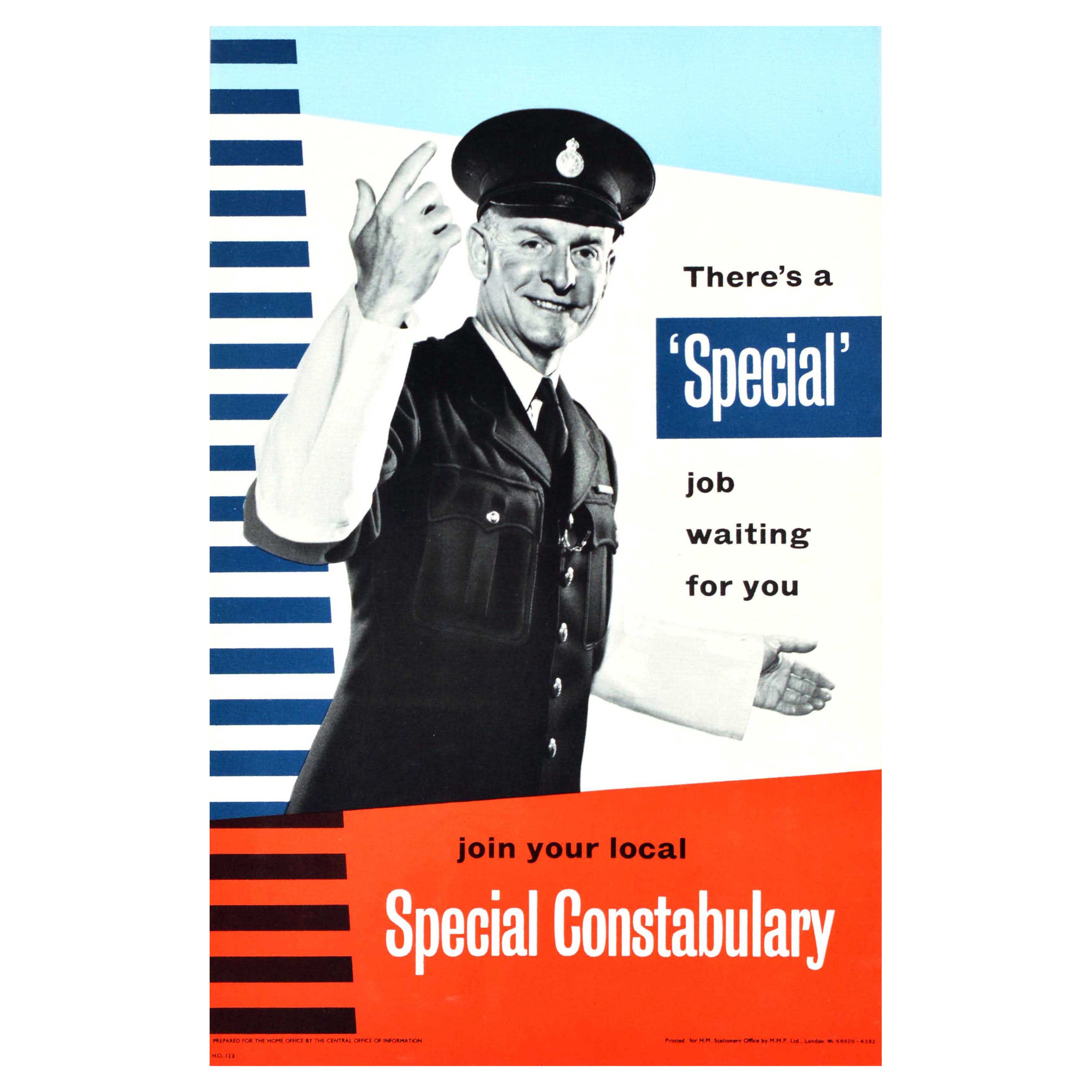 Poster originale d'epoca Un lavoro speciale ti aspetta, polizia di stato