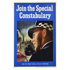 Affiche de recrutement vintage d'origine Rejoignez l'U.S. Army Special Constabulary Police Force