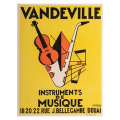 Dailles, Original Vintage Jazz Poster, Music Instruments Violin Saxophone, 1950