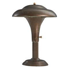 American Designer, Table Lamp, Brown Metal, United States, 1930s