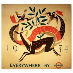 Original Vintage London Underground Poster Eastertide Transport Spring Design