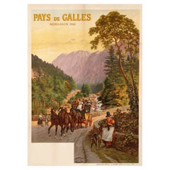 Clement Aunston, Original Vintage Poster, Wales, Aberglaslyn Pass, 1910