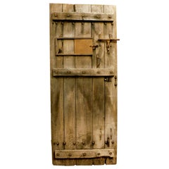 Antique Rustic Prison Old Door with Chestnut Window, 19th Century, Italy