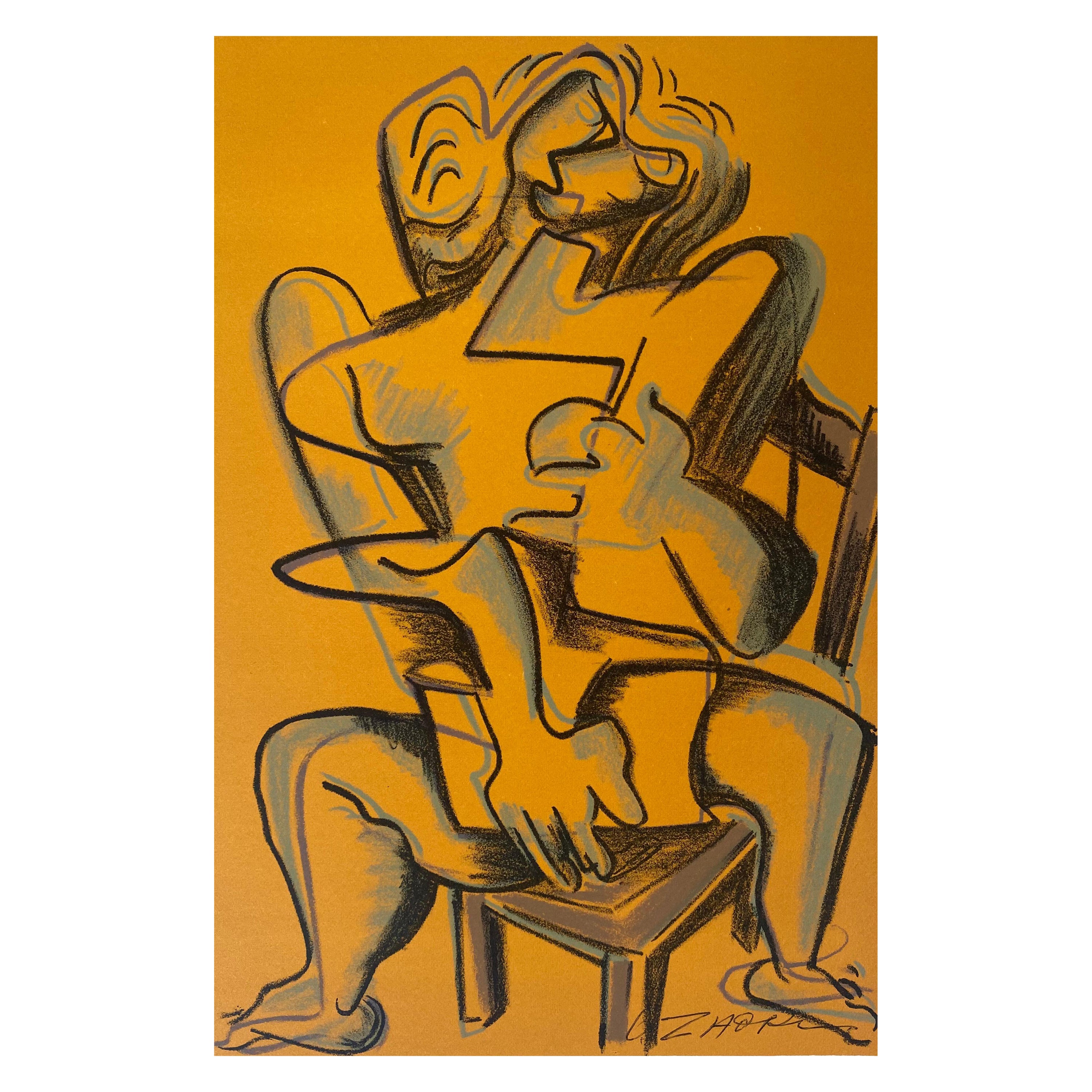 Lithographie « The works of Hercules » (Les œuvres d'Hercule), jaune, Zadkine