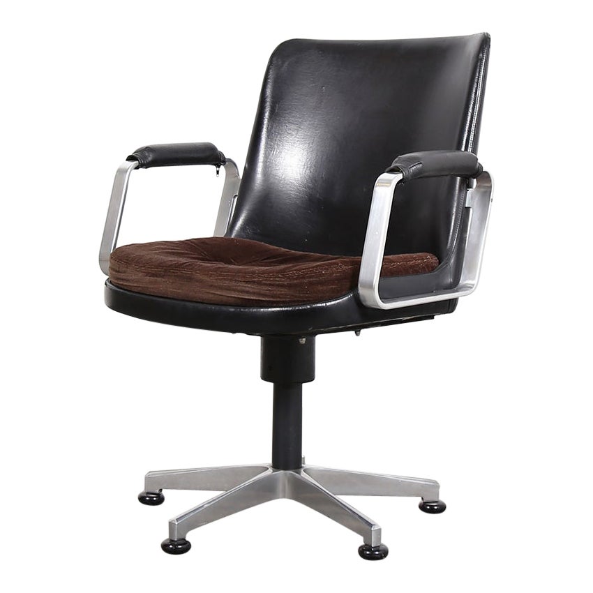 Fröscher Leather Office Chair Ib Kofod-Larsen 'Attr.' Elizabeth Danish Design For Sale