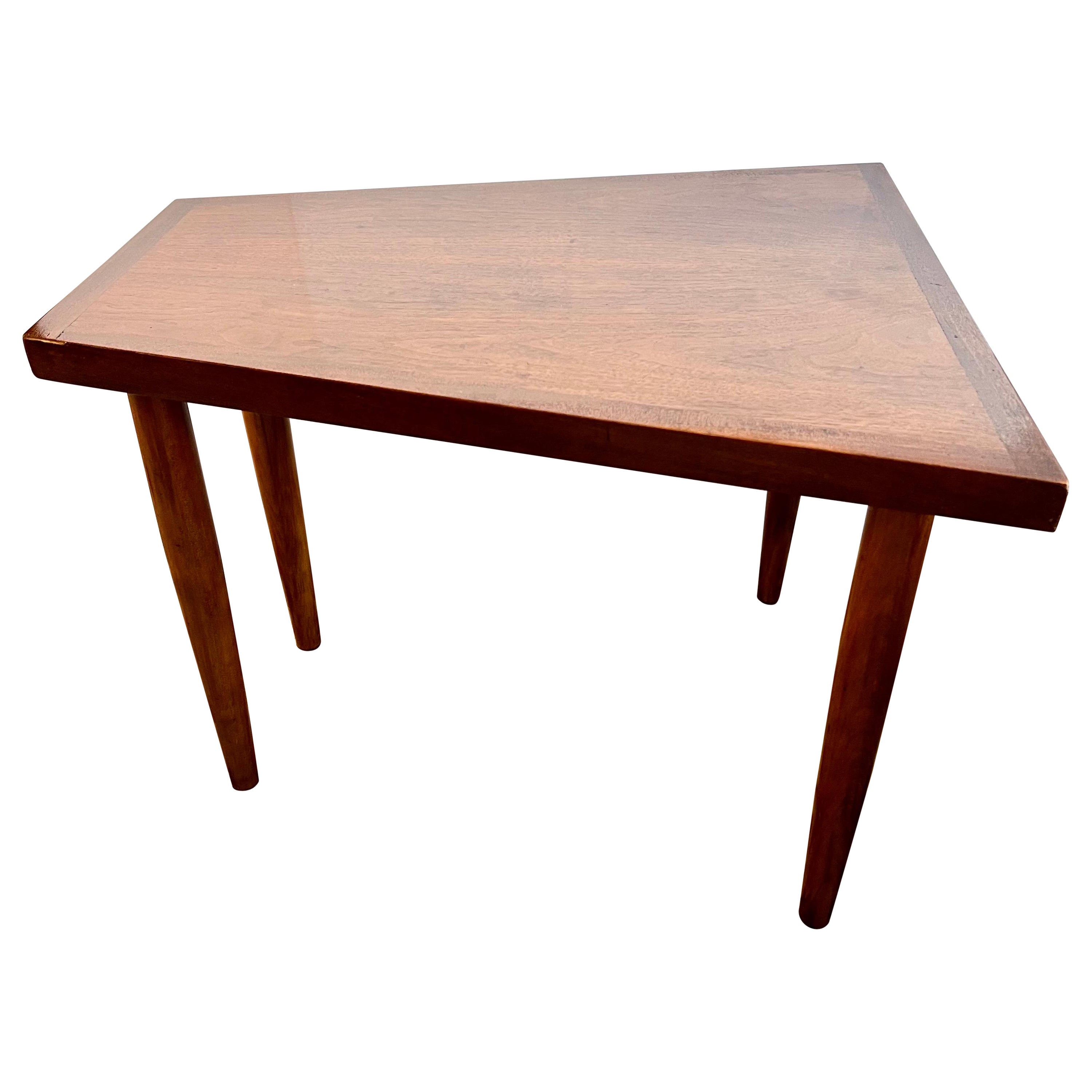 Mid-Century Modern Sculptural Triangular Walnut Side Table