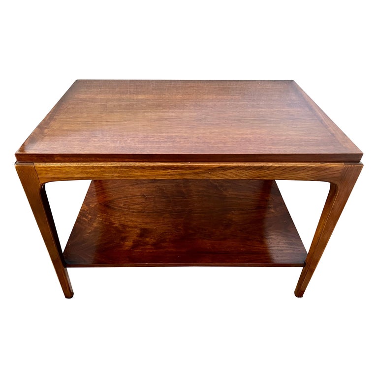 Mid-Century Modern Lane Altavista Two Tiered Walnut Side Table For Sale