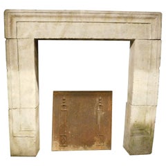 Pair of Old Mantle Fireplaces, Carved in Stone, 18th Century, Italy