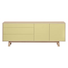 Low 2 Door & 3 Drawer Sideboard in Ash Wood, Yellow and 10 Other Colors