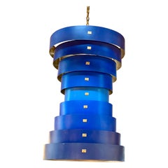 Large Blue and Gold Graduation Chandelier