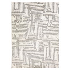 Light Grey Modern Moroccan Style Handmade Abstract Designed Wool Rug by Apadana