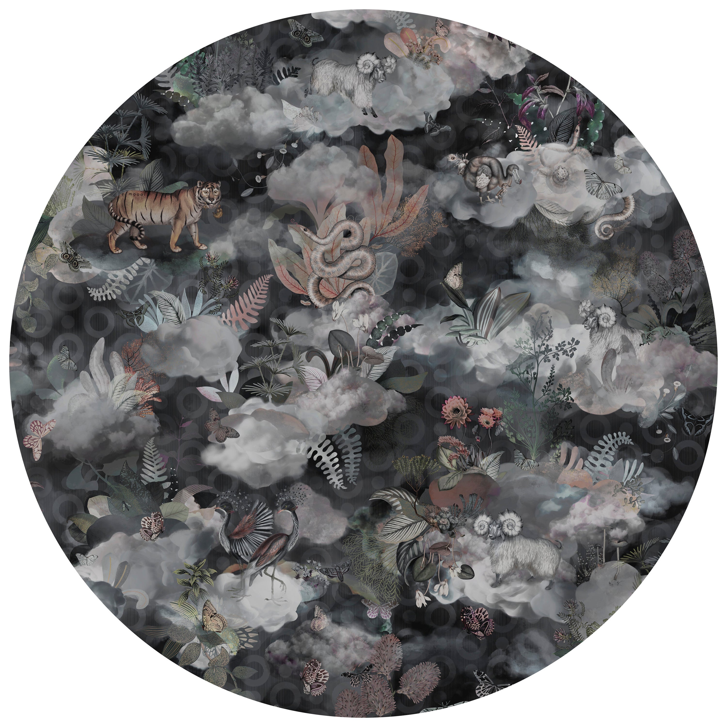 Moooi Small Memento Medley Dusk Round Rug in Low Pile Polyamide For Sale
