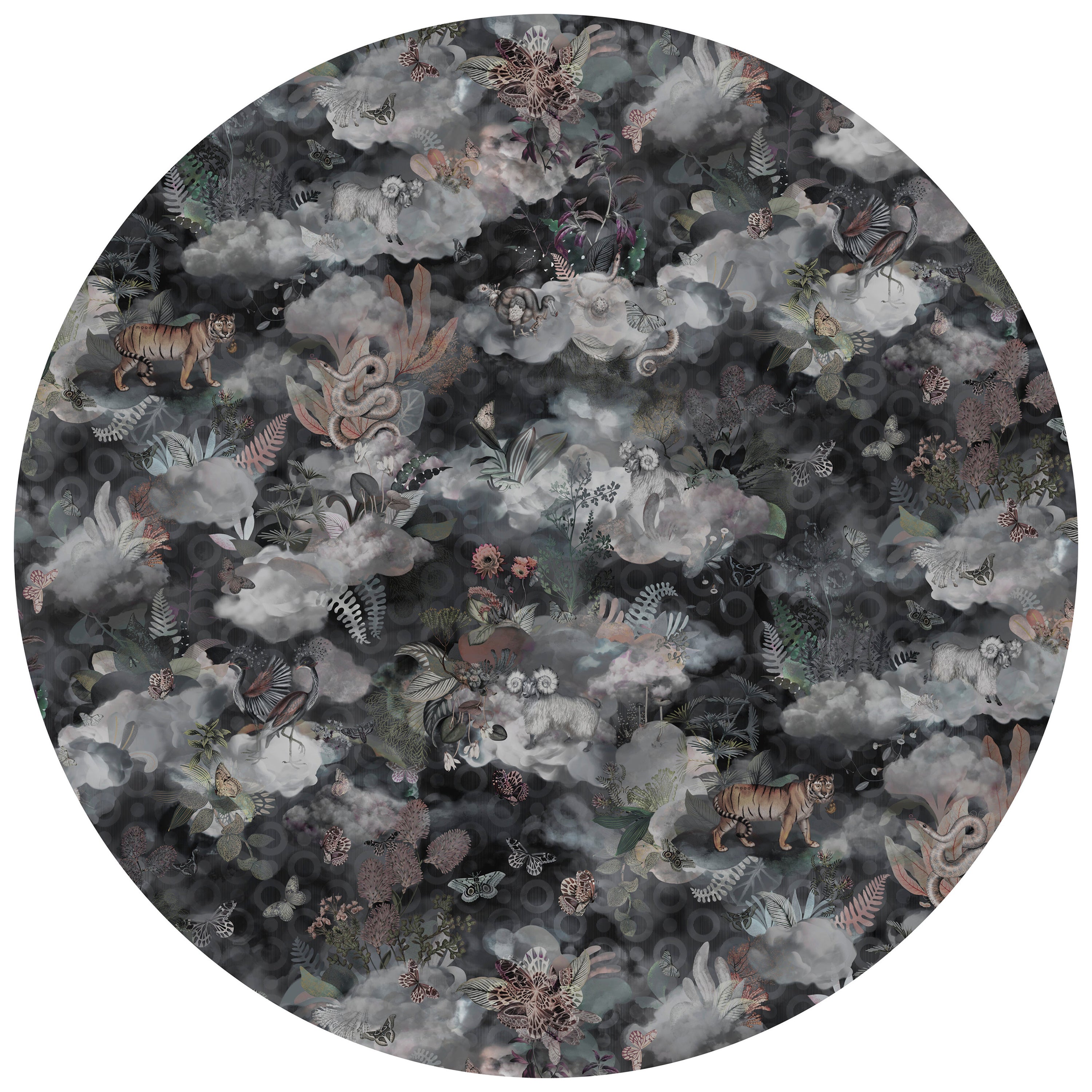 Moooi Large Memento Medley Dusk Round Rug in Low Pile Polyamide For Sale