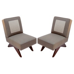 Pair of Custom Club Slipper Chairs by Adesso Imports