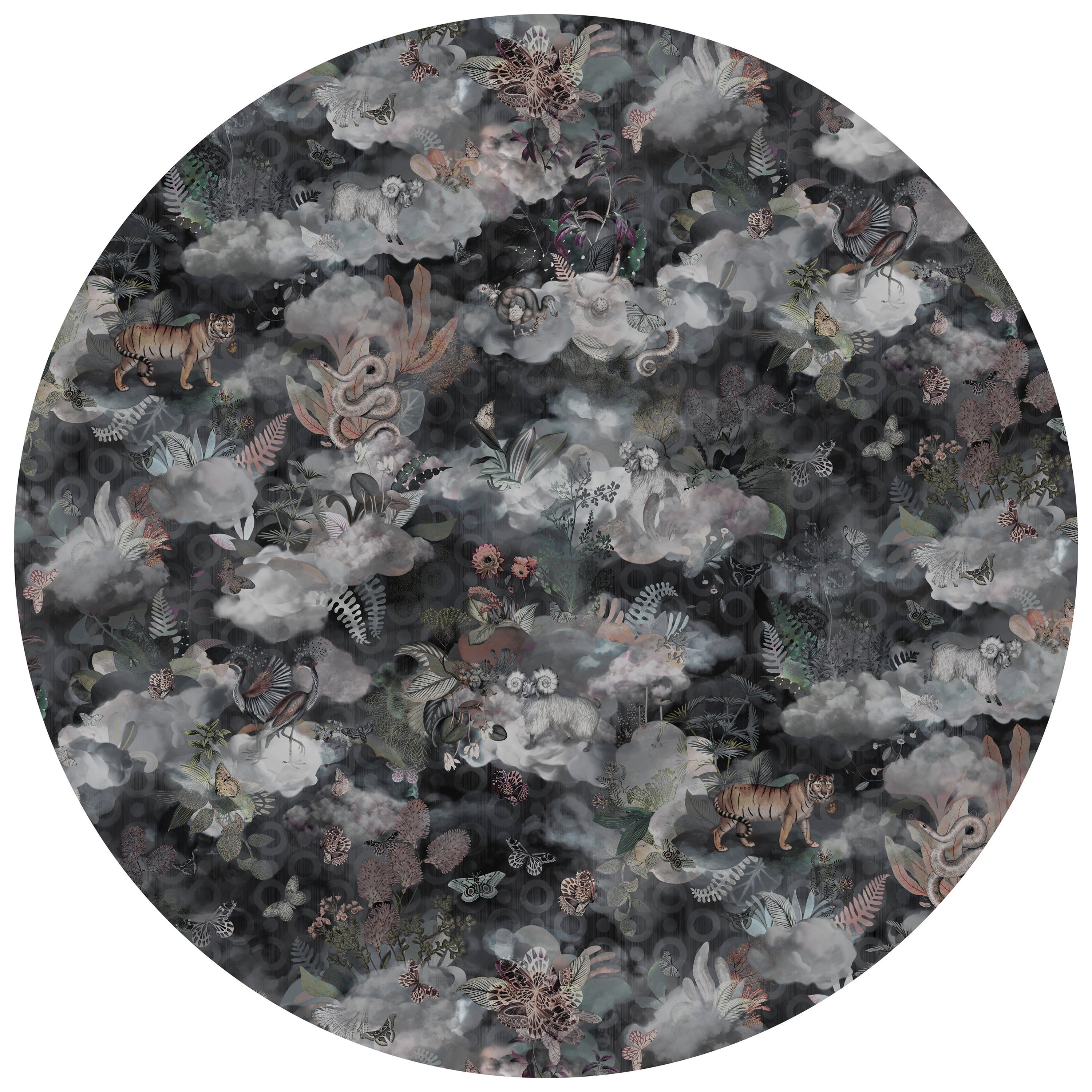 Moooi Large Memento Medley Dusk Round Rug in Wool with Blind Hem Finish