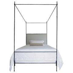Louis XVI Style Iron Upholstered Canopy Bed - Queen Size 12