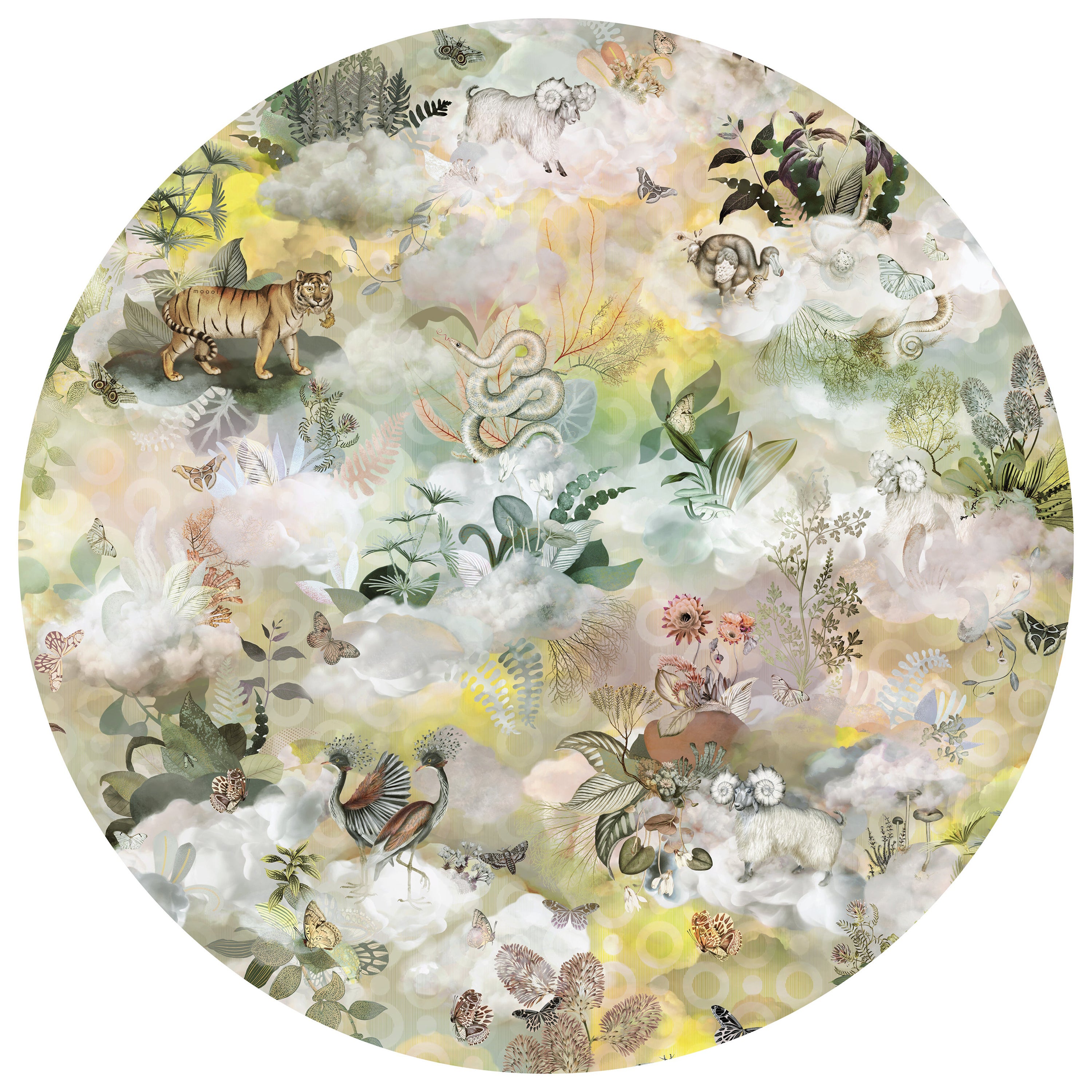 Tapis rond Memento Medley Twilight de Moooi en laine avec finition ourlet blind en vente