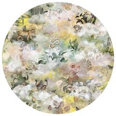 Moooi Small Memento Medley Twilight Round Rug in Wool with Blind Hem Finish