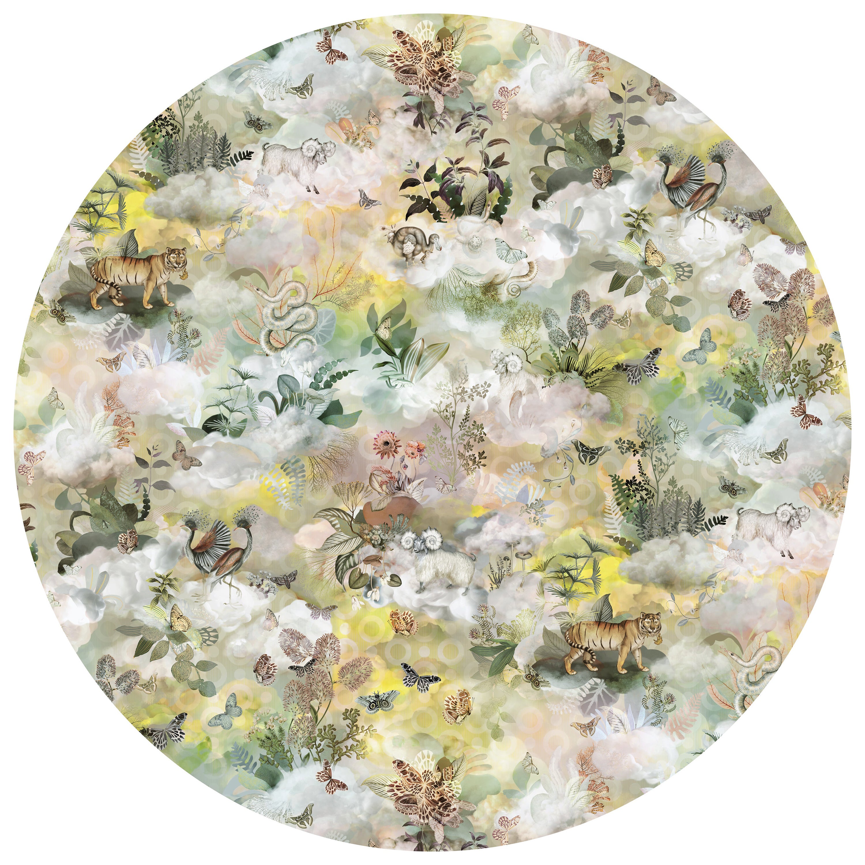 Moooi Large Memento Medley Twilight Round Rug in Low Pile Polyamide For Sale