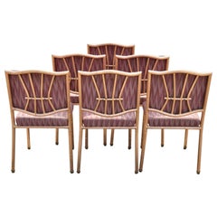 Shelby Williams Faux Bamboo Pink Rose Gold Upholstered Banquet Chairs, Set of 6