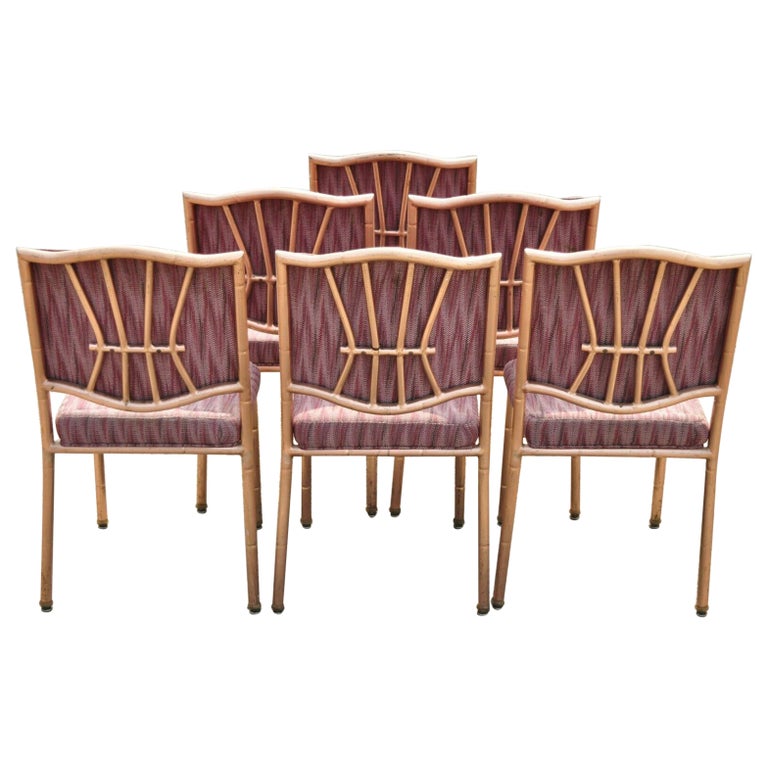 Shelby Williams Faux Bamboo Pink Rose Gold Upholstered Banquet Chairs, Set  of 6 For Sale at 1stDibs | used banquet chairs for sale, shelby williams  banquet chairs