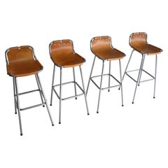 Vintage Leather Barstools Selected by Charlotte Perriand for Les Arc Ski Resort, France