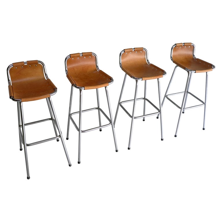 Leather Barstools Selected by Charlotte Perriand for Les Arc Ski Resort,  France For Sale at 1stDibs