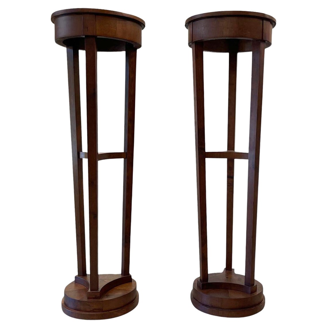 19th Century French Empire Pair of Antique Polished Mahogany Pedestals