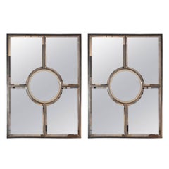 Pair of Solid Brass Beveled 'Quadrature' Mirrors by Design Frères