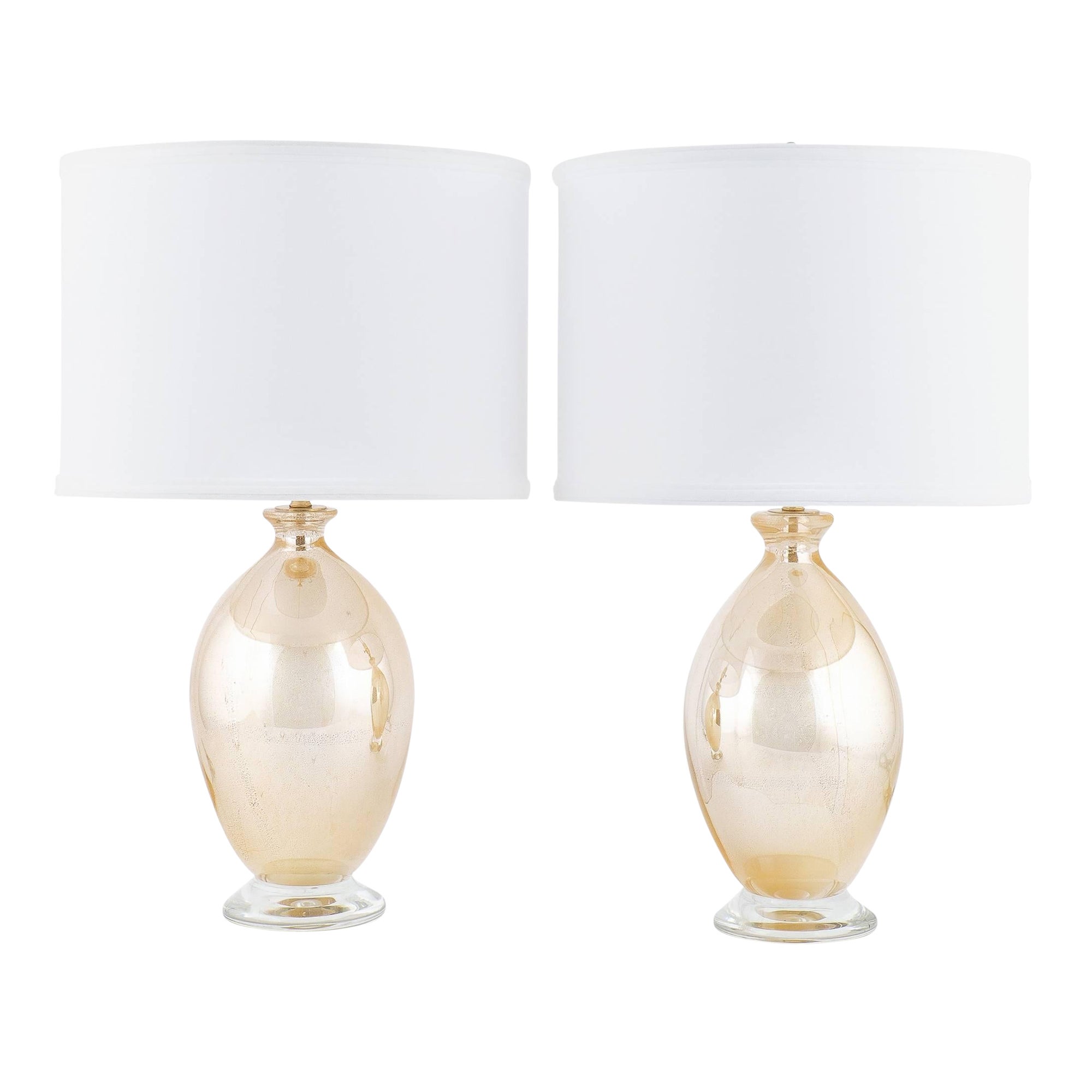 Murano "Avventurina" Mirrored Glass Table Lamps For Sale