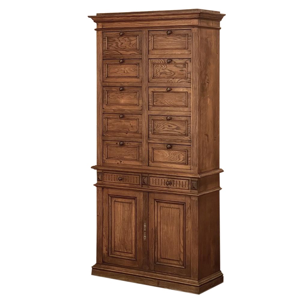 Antique Neoclassical Pharmacy File Cabinet  For Sale