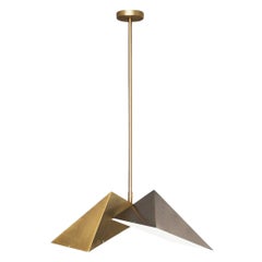 Brass "Triangular Prism II" Pendant Lamp, Square in Circle