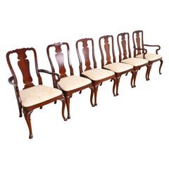 Vintage Kindel Furniture Queen Anne Carved Mahogany Dining Chairs, Set of Six
