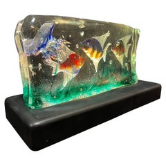 Mid-Century Murano Glass Aquarium Sculpture Light Style of Barbini for Cenedese