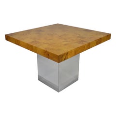 Square Burlwood Dining Table by Milo Baughman for Thayer Coggin