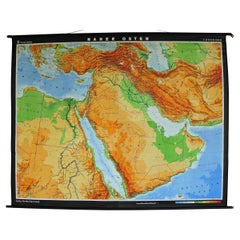 Vintage Mural Rollable Poster Map Wall Chart Middle East Israel Saudi Arabia