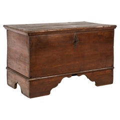 Antique 19th-Century Solid Pine and Traditional Painted Austrian Trunk or Chest