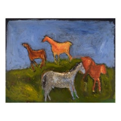 Jens Søndergaard ;1895-1957', Denmark, Oil on Canvas. Landscape with Horses