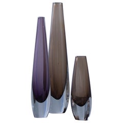Set of Glass "Sommerso" Vases by Gunnar Nylund, Strömbergshyttan