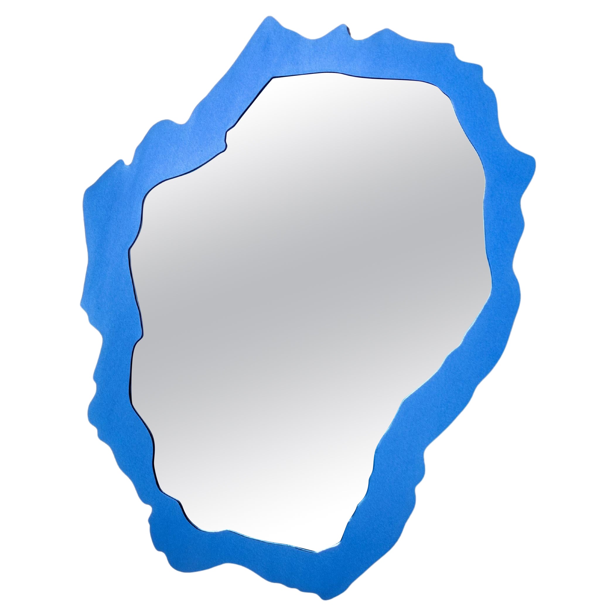 Contemporary Mirror, Blue Anodized Aluminum Plate, by Erik Olovsson For Sale