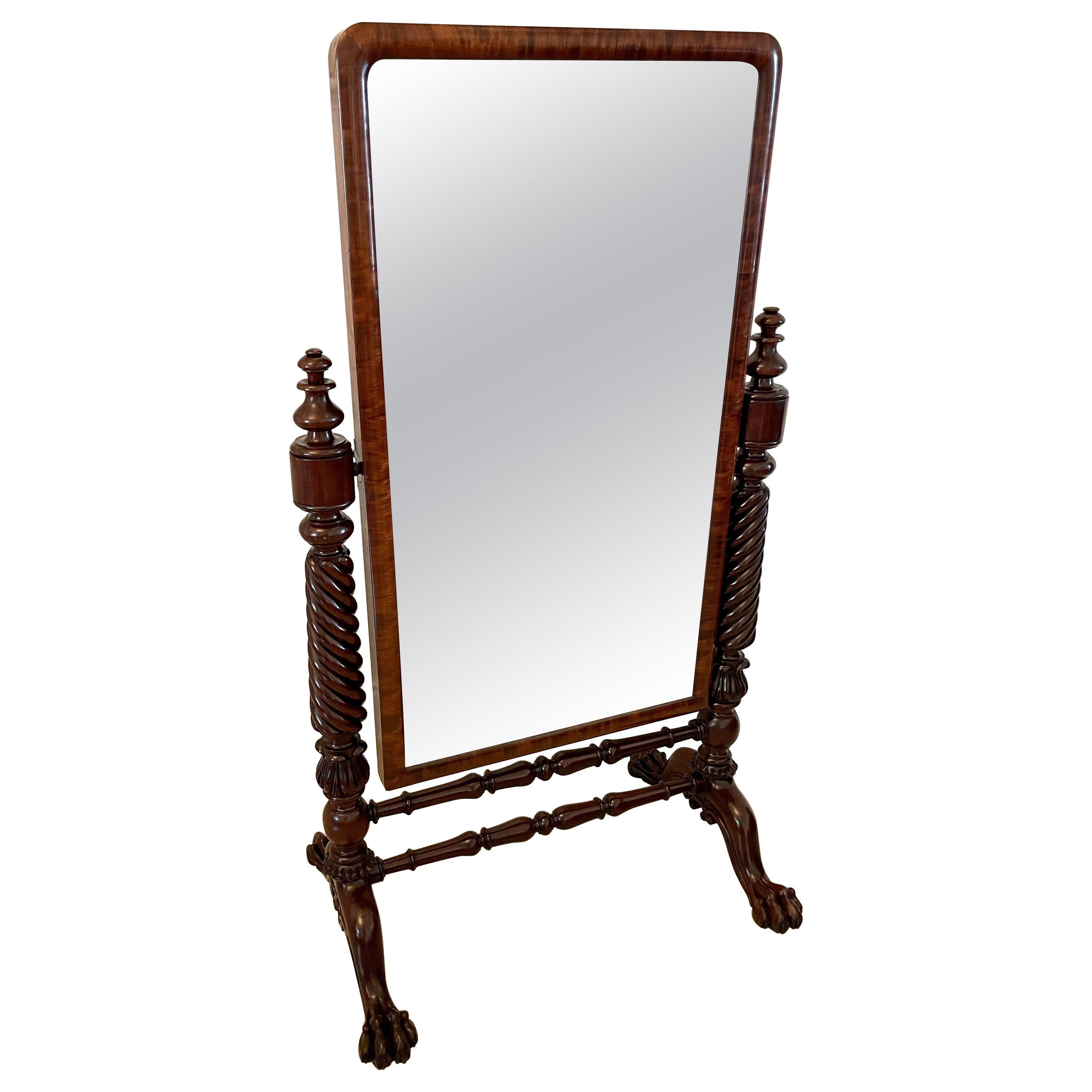 Superb Quality Antique William IV Mahogany Cheval Mirror