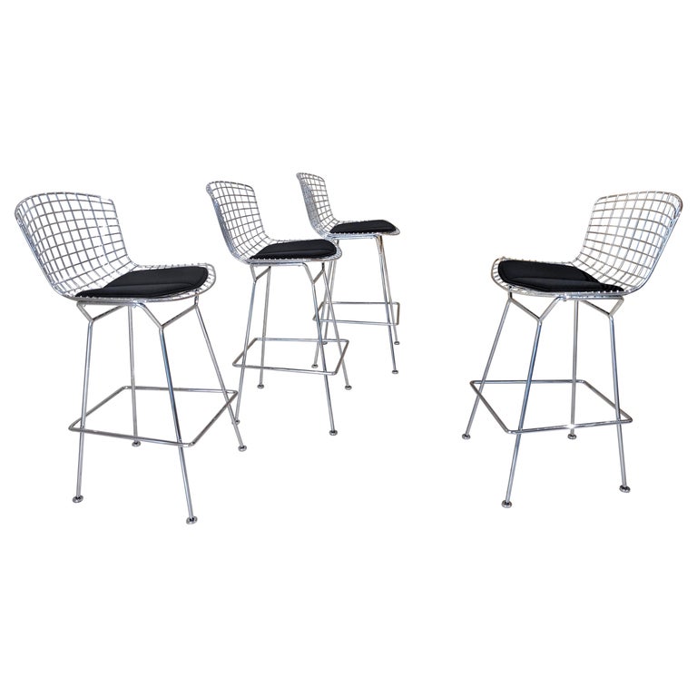 Set of 4 Harry Bertoia Bar Stools for Knoll For Sale at 1stDibs