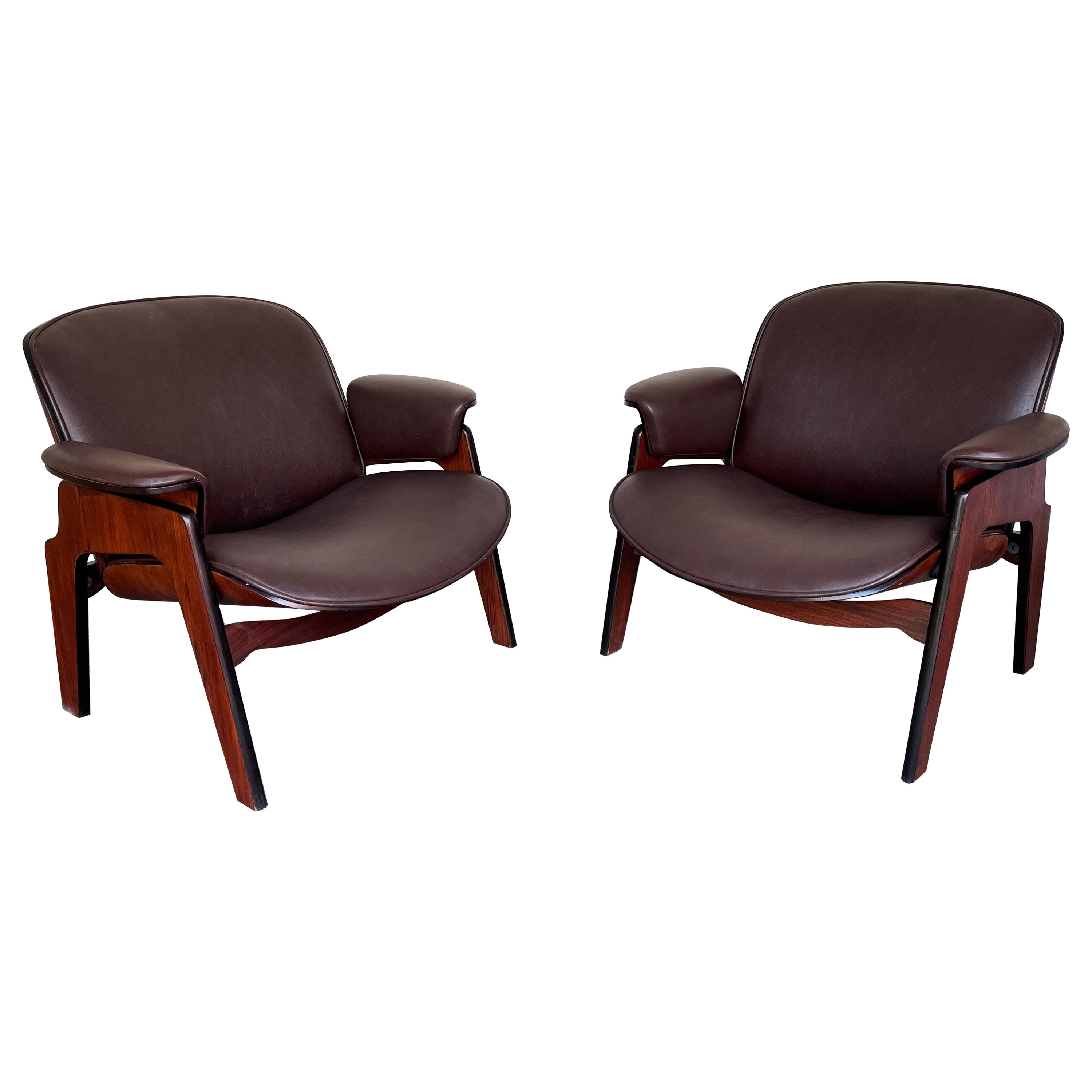 Pair of Wood Armchairs by Ico Parisi for MIM Roma, Italy, 1960s