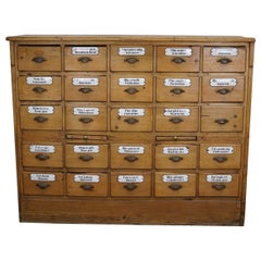 Antique German Pine Apothecary Cabinet with Enamel Shields, 1900s