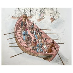 William Miller, das Leben Boot, Schiffsschiff, Folio Aquatinta mit Handfarbe