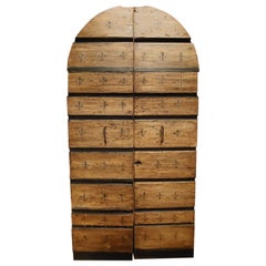 Old door double wing, lacquered larch wood, early 19th century Tuscany (Italy)
