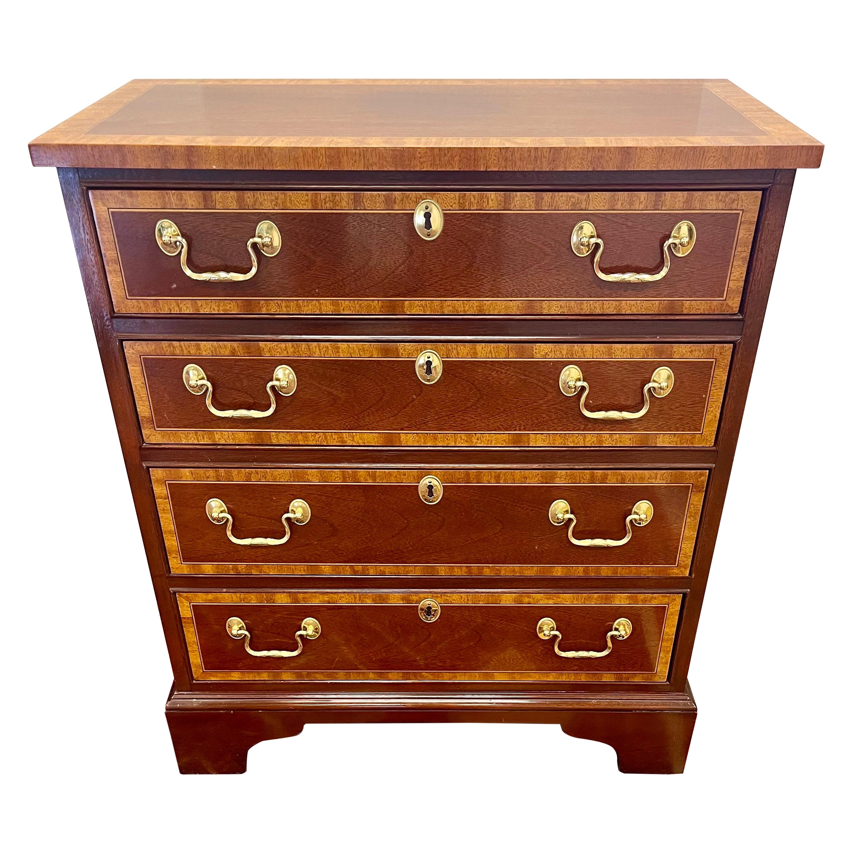 Councill Furniture Mahogany Inlay Four Drawer Bachelor's Chest Dresser