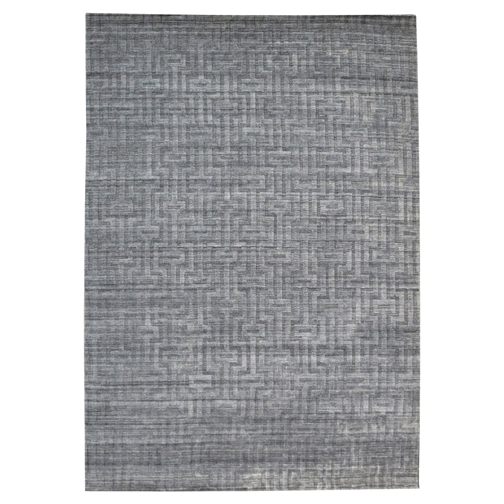 Gray Silk Modern Rug For Sale